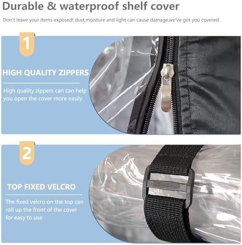 Waterproof Shelf Cover,Outdoor 600D Heavy Duty Dustproof Storage Shelves Cover,42''x18''x72'' Shelf Covers for Wire Shelving with Zippers,Storage Rack Covers with Clear Front - Image 5