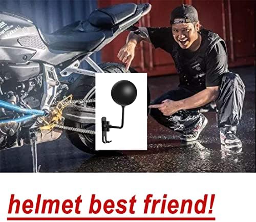 SANGMO 180° Motorcycle Helmet Rack, 4 Pack Rotation Metal Helmet Holder Wall Mount, Helmet Holder Bike with 2 Hooks Helmet Hanger for Motorcycle Bike Coats, Caps, Baseballs, Rugby Helmet (Black) - Image 5