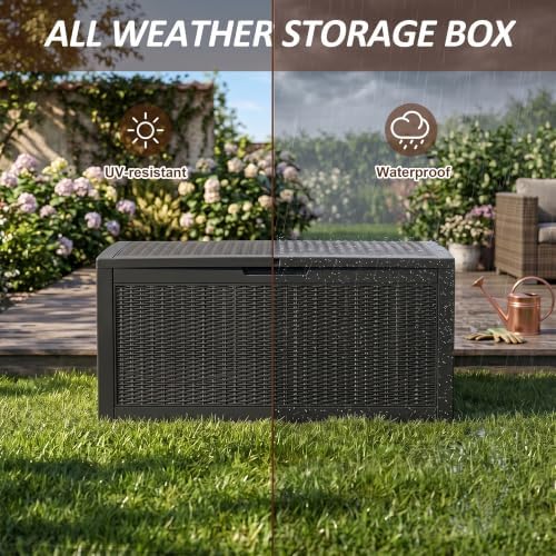 Vixzen 160 Gallon Deck Box, Lockable Waterproof Resin Storage Box,Black - Image 5