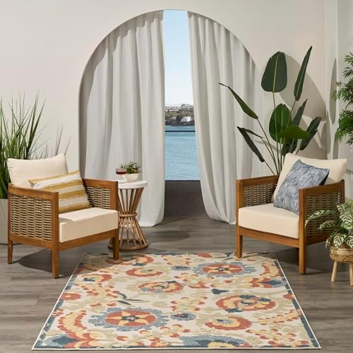 Nourison Home Aloha Grey Multicolor 5'3" x 7'5" Area Rug - Easy Clean, Non Shedding, Bed Room, Living Room, Dining Room, Kitchen (5' x 8') - Image 3