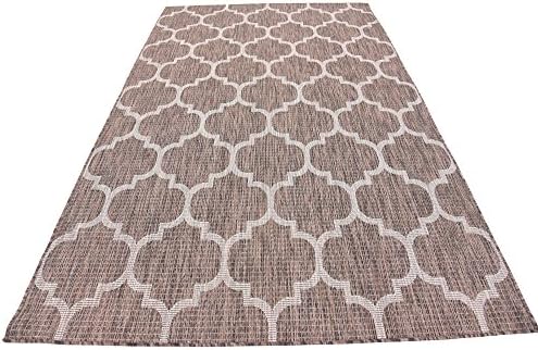 Unique Loom Outdoor Trellis Collection Area Rug (5' 3" x 8' Rectangle, Brown/ Ivory) - Image 6