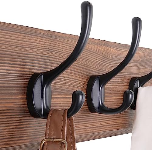 SKOLOO Rustic Wall Mounted Coat Rack, 10 Hooks, 38", Solid Wood, Brown - Image 4