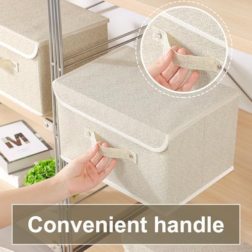 Storage Bins with Handles,Grey and Beige,13x9.1x7.9in,5 Pack - Image 6