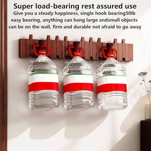 Wall Mounted Piano Key Hanger | Flip Style Hook | Entrance Wall Art Hook, Made of Oak Wood (3 Times Painted, 4 Times Polished) (Beech, 4Hooks) - Image 7