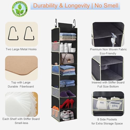 Hanging Shoe Organizer 8-Shelves Grey + Black - Image 6