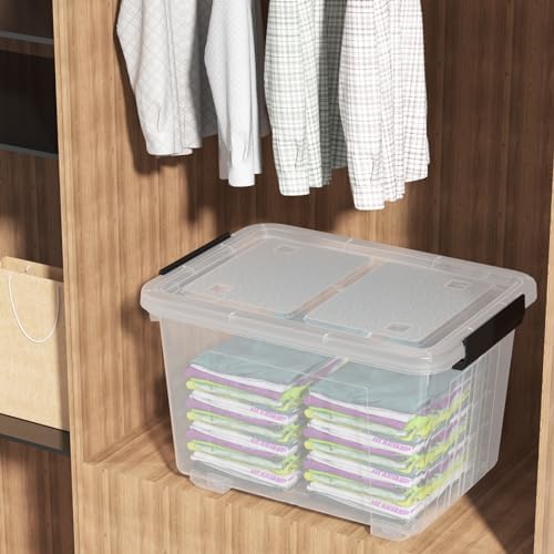30 Quart Clear Storage Latch Bins, Large Plastic Storage Box with Wheels, 4 Packs - Image 6