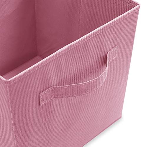 Casafield Set of 12 Collapsible Fabric Cube Storage Bins, Light Pink - 11" Foldable Cloth Baskets for Shelves, Cubby Organizers & More - Image 3