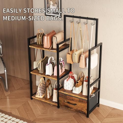 3-Tier Purse Rack with Pull-Out Drawer - Image 5