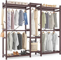 Homykic Bamboo Clothing Rack with 7 Shelves, 5 Rods, 70” Wide, Espresso by Homykic