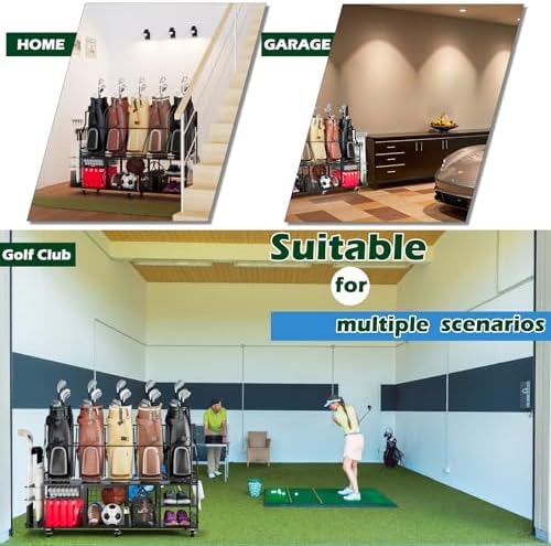 Golf Storage Organizer for Bags, Extra Large Golf Club Racks for Garage Golf Bag Stand Holder for Golf Equipment Accessories - Image 6