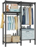 Ulif F1 Garment Rack for Kids, Baby, Students, and Children's Room, 4 Tiers Freestanding and Portable Heavy Duty Closets, Small Metal Clothes Rack with 2 Hanging Rod, 31.2" W x 11.8" D x 48" H, Black by Ulif