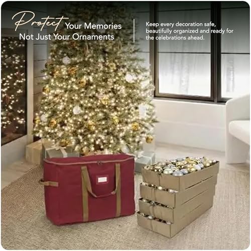 Covermates Adjustable Ornament Storage Bag, 25.5" W x 13" D x 18.5" H, Red - Image 2