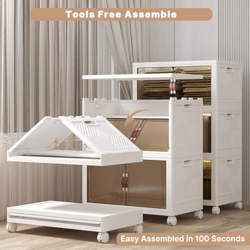 UAMFURI 504QT Stackable Storage Bins with Lids, Doors & Wheels - Image 4