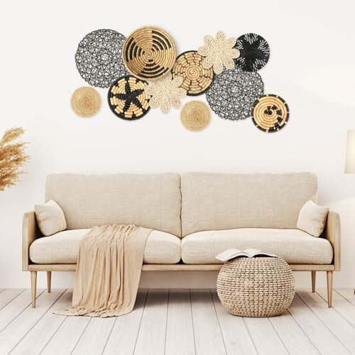 Tatuo 11 Pcs Boho Woven Wall Basket Decor Handmade Wicker Hanging,Fresh - Image 2