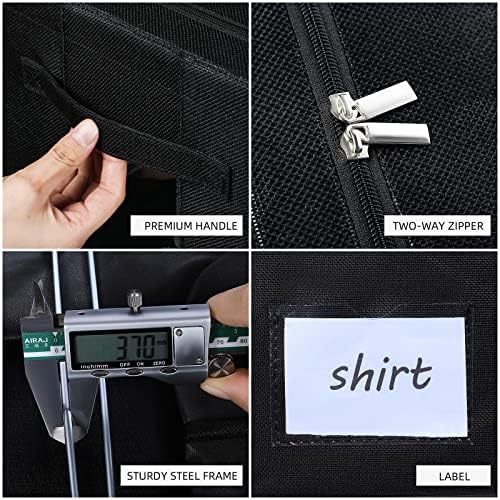 CYhom 3Pack Foldable Storage Bins - Frame Storage Box Linen Fabric Stackable Clothes Container Organizer with Clear Window & Carry Handles Large Capacity (Large-66L, Black) - Image 3