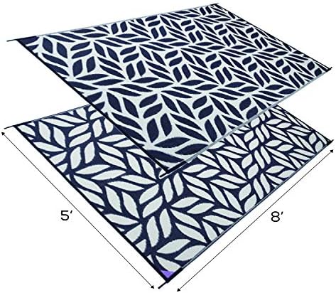 Stylish Camping 255081 5-feet by 8-feet Reversible Mat, Plastic Straw Rug, Large Floor Mat for Outdoors, RV, Patio, Backyard, Picnic, Beach, Camping - Leaf Mat (Black/Beige) - Image 2