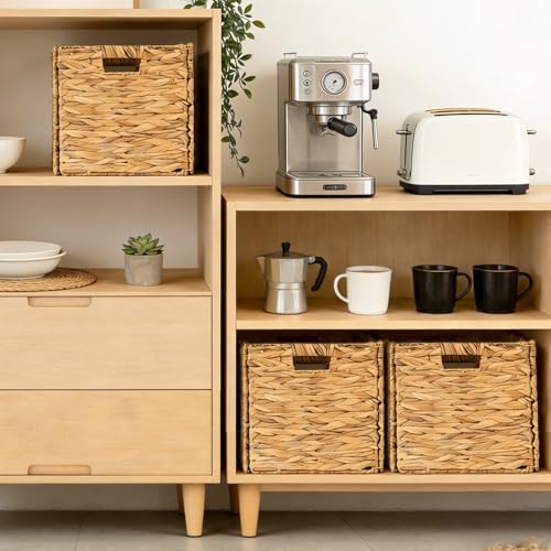 13" Wicker Storage Cube Bins, Water Hyacinth Baskets for Shelves, 2-Pack - Image 7