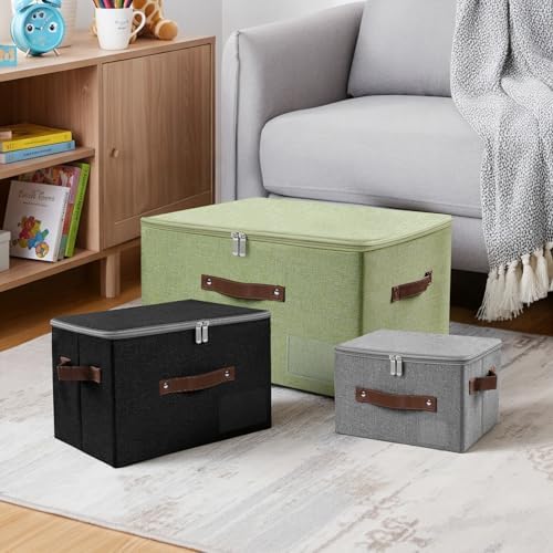 ANMINY Storage Box Fabric Bins with Zipper Lid, 17.7"x13.8"x10" Gray, 3PCS - Image 7