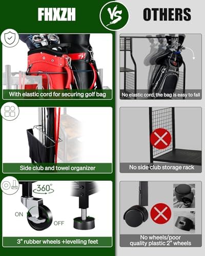 FHXZH Golf Bags Storage Garage Organizer - Golf Bag Stand with Wheels - Image 5
