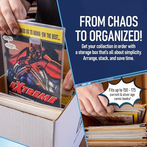Invested Alliance Premium Short Comic Book Storage Box Organizer with Lid | Thick Cardboard Comic Storage Box For Collectibles Fits 150-175 Current/Silver Age, Heavy Duty & Stackable. - Image 4