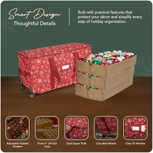 Covermates Rolling Adjustable Ornament Storage Bag, 25.5"W x 13"D x 12.5"H - Image 4