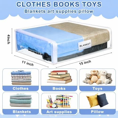 Kenning 20 Pcs Clear Zippered Storage Bags, Sheet, White, 11 x 15 x 4 Inch - Image 2