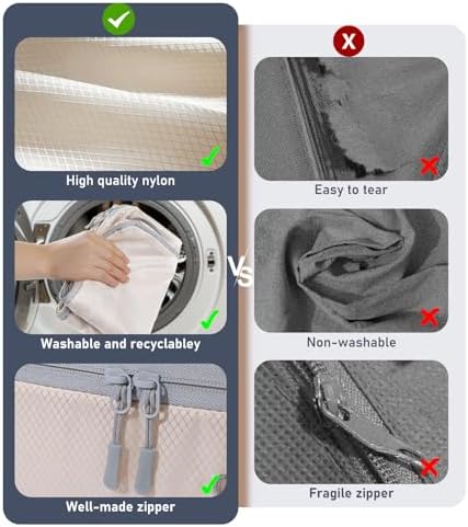 DIMJ Comforter Storage Bag 6 Pack - Blanket Storage Organizer Compression Bags, Large Capacity Ultra Space Saving Self Compression Organize for Bedding, Pillow, Duvet, Sheet Storage with Zipper Window - Image 6