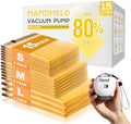 Travel Vacuum Bags with Pump, 15 Pack Vacuum Storage Bags for Clothing, Brushless Motor Type-C Rechargeable Pump, Compression Packing Bags for Travel, Closet and Home Storage, Cloud White by SNOCOD