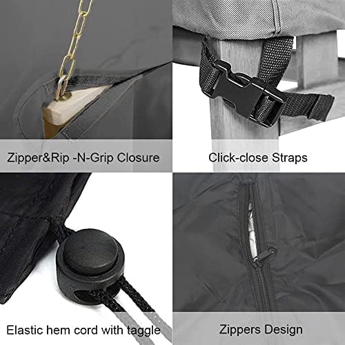 Porch Swing Cover 61Inch Waterproof 600D Oxford Hanging Outdoor Swing Cover Garden Hammock Patio Furniture Covers (Black, 61x28x(35-28) Inch) - Image 5