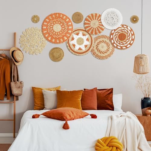 Tatuo 11 Pcs Boho Wall Basket Decor Woven Wall Hanging Art, Delicate - Image 2