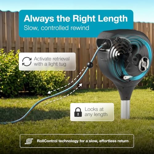 GARDENA Automatic Retractable Garden Hose Reel - 50 Feet - 360 Degree Swivel Outdoor Hose Reel with Metal Spike Base - Auto Retract - UV Resistant Housing - Easy Install No Tools Required - 18604 - Image 4