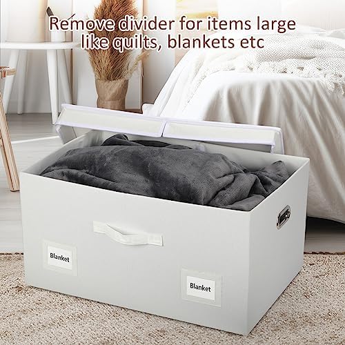 Graciadeco 75 Quarts Extra Large Decorative Storage Bins with Lids, 3 Packs White Collapsible Storage Bins with Lids, Stackable Storage Bins Decorative Box Storage With Lid Extra Large - Image 6