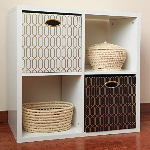 Posprica Storage Bins, Storage Cubes,13×13 Fabric Drawers Organizer Basket Boxes Containers (13×13×13/4pcs, Black/gold geometry Pattern) - Image 6