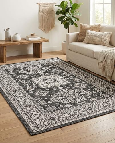 Rugs.com - Outdoor Aztec Rug – 5' 3 x 8' Charcoal Gray Indoor/Outdoor Rug – Perfect for Patios, Decks, and Porches - Image 5