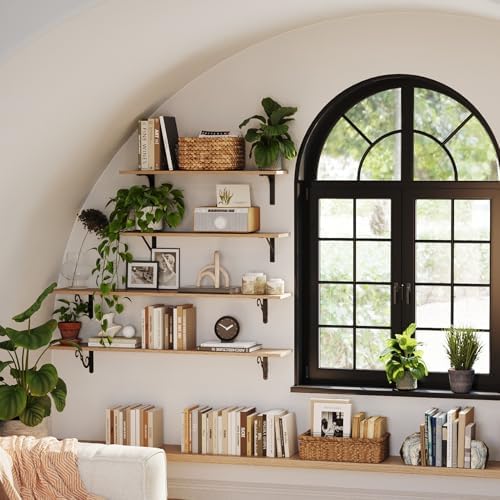 DINZI LVJ Long Wall Shelves, 31.5Inch Wooden Wall Mounted Shelves, Set of 2 - Image 7