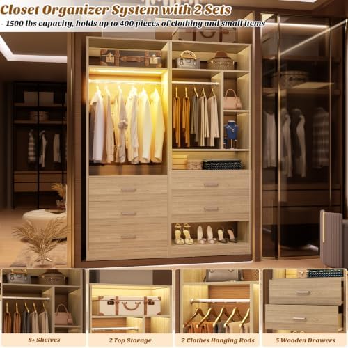 Besiost Closet Systems with 5 Drawers & 3CCT Sensor Light - Image 3