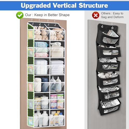 Univivi Hanging Door Organizer, 6 Tiers Large Over Door Storage, Dark Grey - Image 4