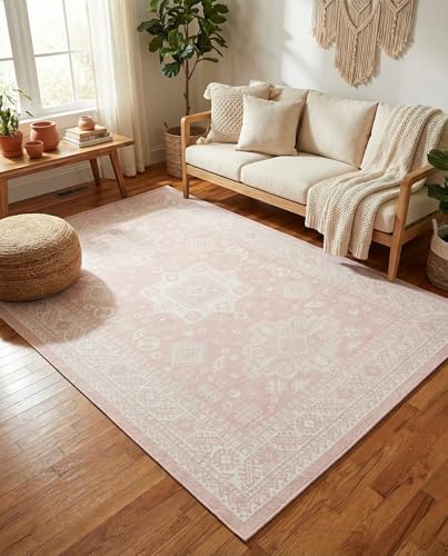 Rugs.com - Outdoor Aztec Rug – 7' 1 x 10' Pink Washable Indoor/Outdoor Rug – Flatweave Aztec Pattern for Patios, Decks, and Porches - Image 4