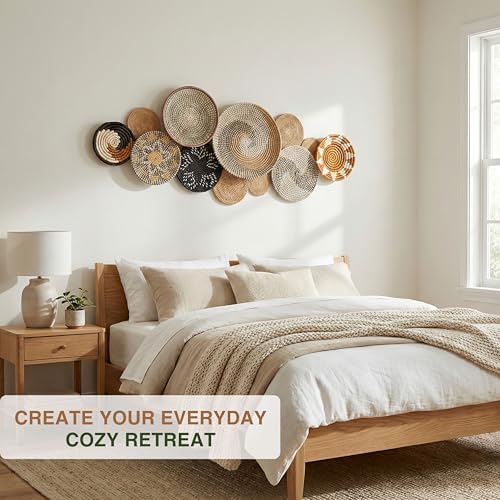 Woven Basket Wall Decor Set of 12, Decorative Wall Plates - Image 5