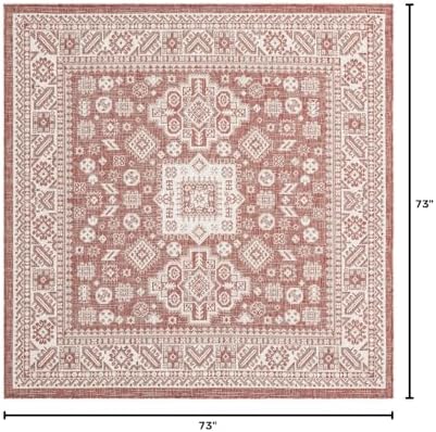 Rugs.com - Outdoor Aztec Rug – 6 Ft Square Rust Red Indoor/Outdoor Rug – Perfect for Patios, Decks, and Porches - Image 2