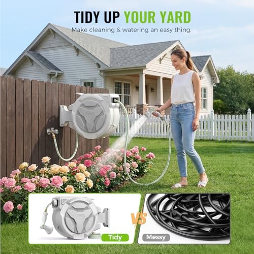 Retractable Garden Hose Reel 1/2"x100ft with 10-Function Nozzle - Image 2