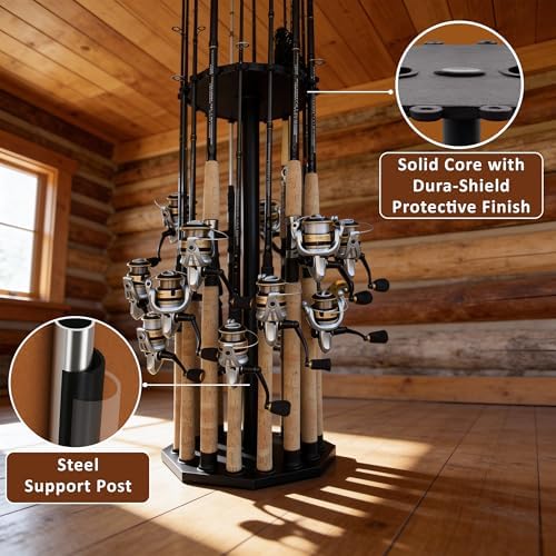 Rush Creek Creations 16-Rod Round Fishing Rod Holder for Garage, Tackle Box - Image 4