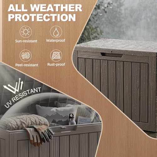 EFU Outdoor Storage Box 60 Gallon Deck Box, Waterproof Resin, Grey - Image 2