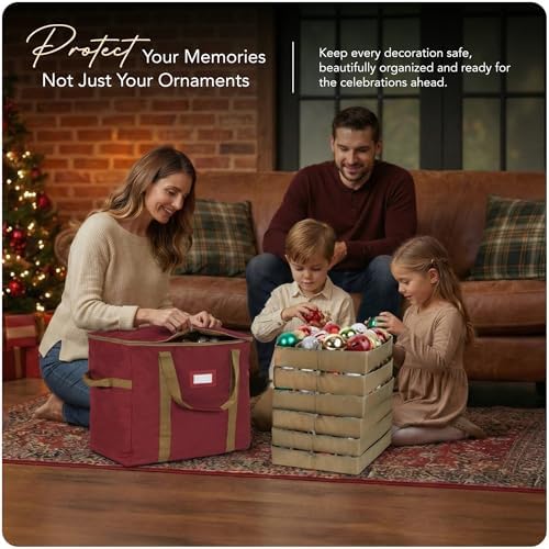 Covermates Adjustable Ornament Storage Bag, 19.25" W x 13" D x 18.5" H, Red - Image 2