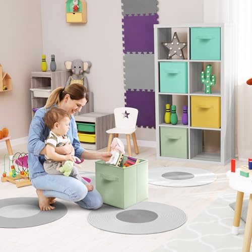 Sorbus 6-Pack Fabric Storage Cubes (13 Inch, Pastel Blue Green Yellow) - Image 3