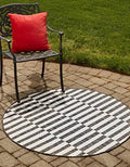 Unique Loom Outdoor Striped Collection Area Rug - Striped (10' 8" Round, Charcoal/Ivory) by UniqueLoom