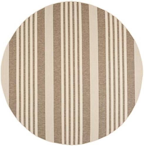 SAFAVIEH Washable Rug Outdoor Courtyard Collection - 7'10" Round, Brown & Bone, Non-Shedding & Easy Cleaning, Ideal for Patio, Backyard, Mudroom (CY6062-242) - Image 3