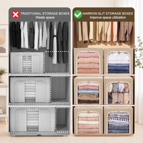 Lewtemi 50L 4 Pack Clothing Storage Bags with Cedar Sachets, Large Sweater Organizer, Breathable Fabric Containers for Clothes, Bedding & Blankets, Closet & Under Bed Storage (Beige,Classic) - Image 5