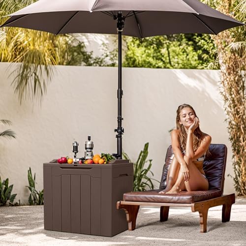 Devoko 31 Gallon Waterproof Outdoor Storage Box Resin Deck Box Lockable and UV Resistant for Patio Furniture,Garden Tools (Brown) - Image 3