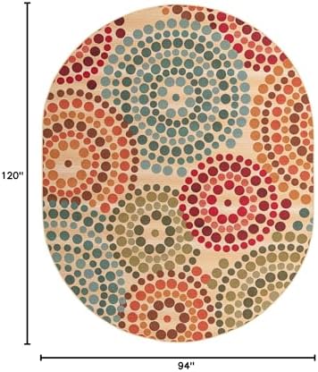 Unique Loom Outdoor Modern Collection Area Rug - Spark (7' 10" x 10' Oval Beige/Burgundy) - Image 2